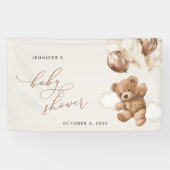 Teddy Bear, Brown Balloons, Babydusche Willkommen Banner (Horizontal)