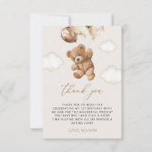 Teddy Bear, Brown Balloons, erster Geburtstag Dankeskarte (Vorderseite)