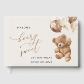 Teddy Bear, Brown Balloons, erster Geburtstag Gästebuch (Vorderseite)