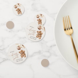 Teddy Bear, Brown Balloons, erster Geburtstag Konfetti