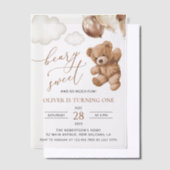 Teddy Bear, Brown Balloons, erster Geburtstag Pergament Einladungen (Versetzt)