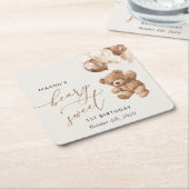 Teddy Bear, Brown Balloons, erster Geburtstag Rechteckiger Pappuntersetzer (angewinkelt)