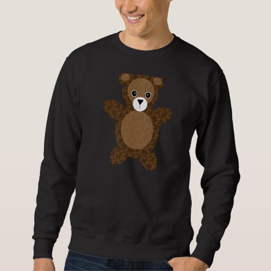 Teddy Bear Brown Damask Sweatshirt (Vorderseite)