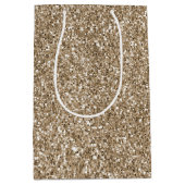 Teddy Bear Brown Gold Glitzer Mittlere Geschenktüte (Vorderseite)