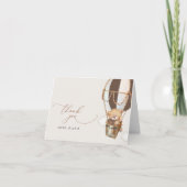 Teddy Bear, Brown Hot Air Ballon, Babydusche Dankeskarte (Vorderseite)