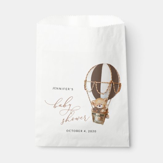 Teddy Bear, Brown Hot Air Ballon, Babydusche Geschenktütchen (Vorderseite)