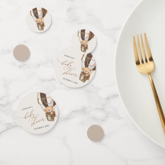 Teddy Bear, Brown Hot Air Ballon, Babydusche Konfetti (Gruppe)