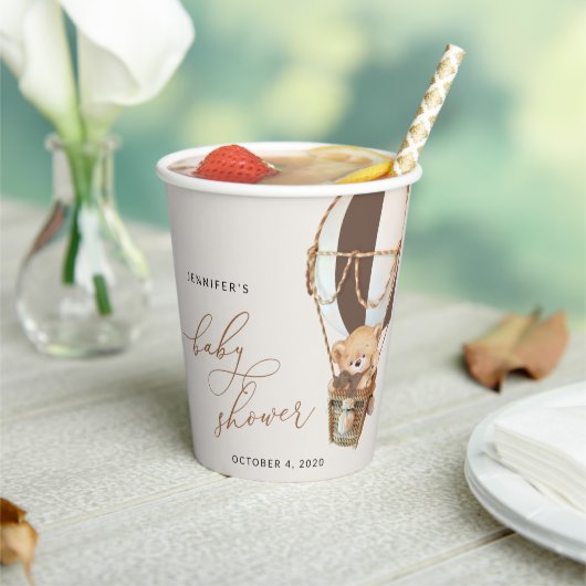 Teddy Bear, Brown Hot Air Ballon, Babydusche Pappbecher (In Situ)