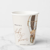 Teddy Bear, Brown Hot Air Ballon, Babydusche Pappbecher (Rückseite)