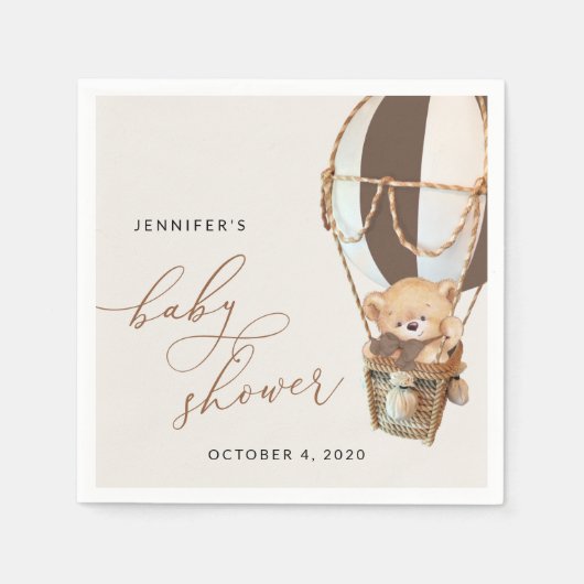 Teddy Bear, Brown Hot Air Ballon, Babydusche Serviette (Vorderseite)