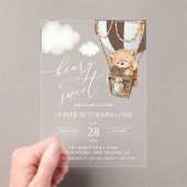 Teddy Bear, Brown Hot Air Ballon, erster Geburtsta Acryleinladungen (Insitu (Handheld))