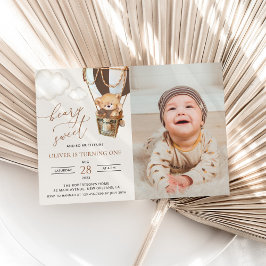 Teddy Bear, Brown Hot Air Ballon, erster Geburtsta Einladung