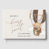 Teddy Bear, Brown Hot Air Ballon, erster Geburtsta Gästebuch (Vorderseite)