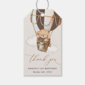 Teddy Bear, Brown Hot Air Ballon, erster Geburtsta Geschenkanhänger (Vorderseite)