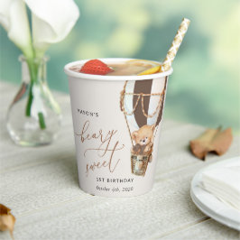 Teddy Bear, Brown Hot Air Ballon, erster Geburtsta Pappbecher