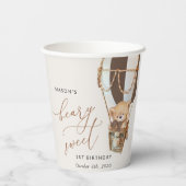 Teddy Bear, Brown Hot Air Ballon, erster Geburtsta Pappbecher (Rückseite)