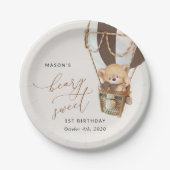Teddy Bear, Brown Hot Air Ballon, erster Geburtsta Pappteller (Vorderseite)
