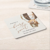 Teddy Bear, Brown Hot Air Ballon, erster Geburtsta Rechteckiger Pappuntersetzer (angewinkelt)