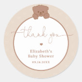 Teddy Bear Brown Minimalistisch Baby Dusche Vielen Runder Aufkleber (Vorderseite)