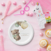 Teddy Bear Brown Sage Gold Boho Baby Dusche Pappteller (Party)