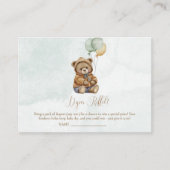 Teddy Bear Brown Sage Green Balloons Baby Begleitkarte (Vorderseite)