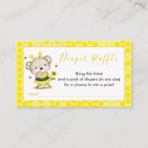Teddy Bear Bumblebee Diaper Raffle Card