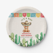 Teddy Bear Cactus Boy Baby Shower Fiesta Pappteller (Vorderseite)