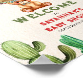Teddy Bear Cactus Boy Baby Shower Fiesta Poster (Ecke)