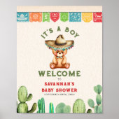 Teddy Bear Cactus Boy Baby Shower Fiesta Poster (Vorne)