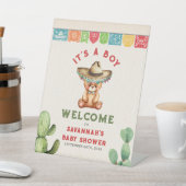 Teddy Bear Cactus Boy Baby Shower Fiesta Willkomme Sockelschild (In SItu)