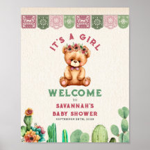 Teddy Bear Cactus Girl Baby Shower Fiesta
