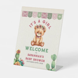 Teddy Bear Cactus Girl Baby Shower Fiesta Willkomm Sockelschild