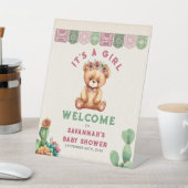 Teddy Bear Cactus Girl Baby Shower Fiesta Willkomm Sockelschild (In SItu)