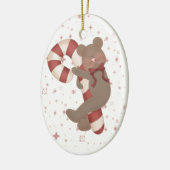 Teddy Bear Candy Cane Keramikornament (Links)