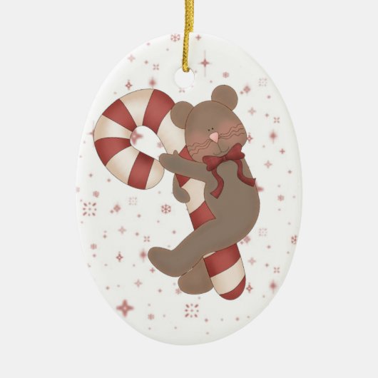Teddy Bear Candy Cane Keramikornament (Vorne)