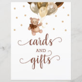Teddy Bear Cards and Gifts Table Sign Baby Dusche (Vorderseite)