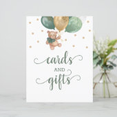 Teddy Bear Cards and Gifts Table Sign Baby Dusche (Stehend Vorderseite)