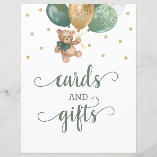 Teddy Bear Cards and Gifts Table Sign Baby Dusche