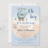 Teddy Bear Celestial Oh Boy Baby Shower Einladung (Vorderseite)