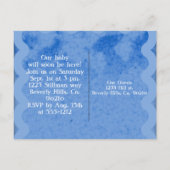 Teddy Bear Charm Boy Blue Baby Dusche Einladungspostkarte (Rückseite)