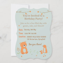 Teddy Bear Childish Birthday Invitation Card  Einladung