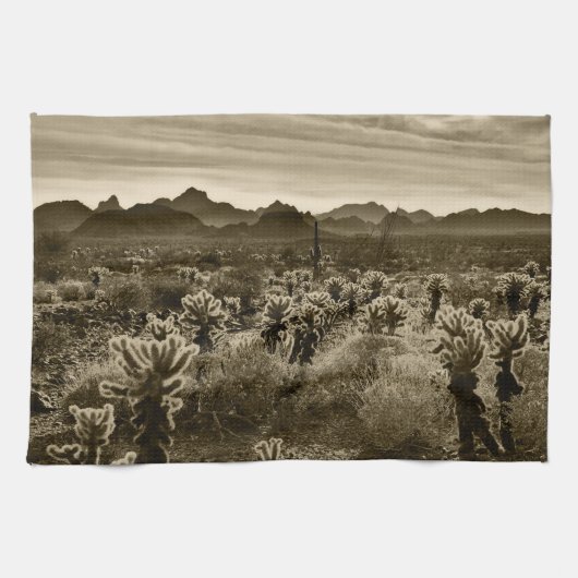 Teddy Bear Cholla Cactus Desert Pflanze Handtuch (Horizontal)