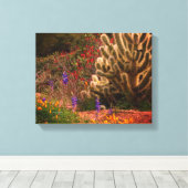 Teddy Bear Cholla Cactus Wildblumen Desert Scene Leinwanddruck (Insitu (Holzboden))