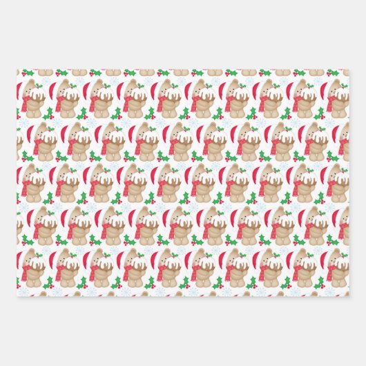 Teddy Bear Christmas 3 Koordination Geschenkpapier Set (Vorderseite 2)