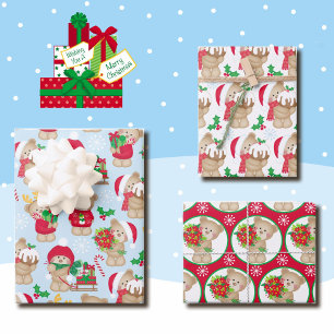Teddy Bear Christmas 3 Koordination Geschenkpapier Set