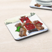 Teddy Bear Christmas Card Getränkeuntersetzer (Linke Seite)