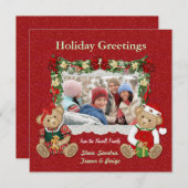 Teddy Bear Christmas Foto Card Feiertagskarte (Vorne/Hinten)
