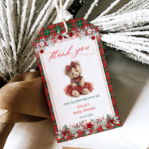 Teddy Bear Christmas Girl Babydusche Danke