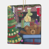 Teddy Bear Christmas Keramikornament (Links)