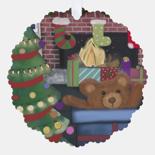 Teddy Bear Christmas Ornament Karte (Vorderseite)